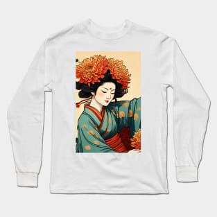 Asian girl flowers Long Sleeve T-Shirt